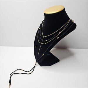 Top Shop Freedom Gold and Black Layered Tassal Necklace